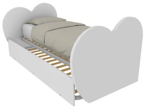 CUPIDODBR - Letto cameretta singolo con testata e pediera a cuore 80x190 con secondo letto estraibile .Reti incluse