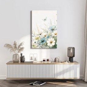 Quadro su tela – Fiori di prato con farfalle