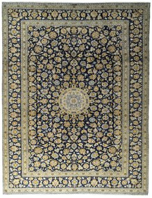 Kashan Tappeto 320 x 410 Blu (Iran) Annodato A Mano