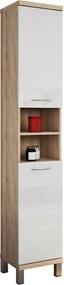 Colonna bagno a terra o sospesa 180 cm bicolore bianco e legno chiaro | LAC-ESTIA - KAMALU
