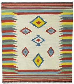 Kilim Tappeto 90x100 Beige (Iran) Tessuto A Mano