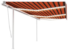 Tenda Retrattile Manuale Con Led 6x3,5 M Arancio E Marrone /