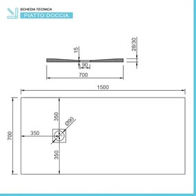 Piatto doccia resina 70x150 antracite effetto pietra filo pavimento Loren