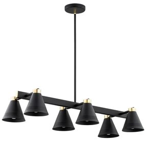 Argon 2552 - Lampadario su palo AVALONE 6xE27/15W/230V nero/oro