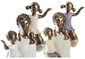 Statua Decorativa DKD Home Decor Rame Bianco Resina Moderno Famiglia (10 x 6 x 28 cm) (2 Unità)