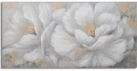 DIPINTO SU TELA WHITE/GOLD FLOWER CM 140X3,7X70