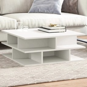 Tavolino Da Salotto Bianco 70x70x29 Cm İn Legno Multistrato /