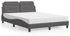 Letto Con Materasso Grigio 120x200 Cm İn Similpelle /