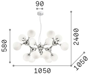 Sospensione Contemporanea Nodi Metallo Bianco 15 Luci E14