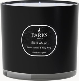 Candela profumata fatta a mano a tre stoppini Black Magic (gelsomino bianco, Ylang Ylang e legno di sandalo)