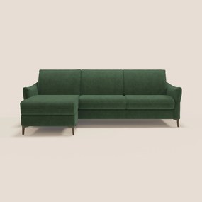 Dalia divano letto angolare con materasso alto 18 cm piedini alti e penisola contenitore in tessuto smacchiabile T17