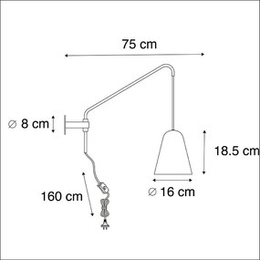 Applique da parete retrò oro/ottone con paralume - Demi