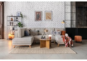 Divano angolare turchese allungabile (con penisola a sinistra/a forma di "U") con rivestimento in velluto a coste Tori – Bonami Selection