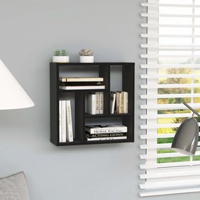 Scaffale A Parete Nero 45,1x16x45,1 Cm İn Legno Multistrato /