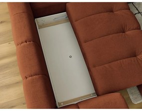 Divano angolare color mattone allungabile e con contenitore (penisola a destra/a L) Fuji – Bobochic Paris