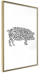 Poster  Curly Pig  Cornice Quadri Cornice d'oro, Larghezza x Altezza Home decor 30x45