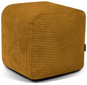 Puof a sacco color senape con rivestimento in velluto a coste Plus 50 Lounge – SLOWDOWN