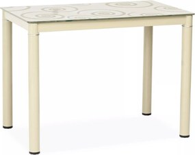 Tavolo Damar con piano in vetro temperato color crema e struttura in metallo verniciato – 100x60x75 cm