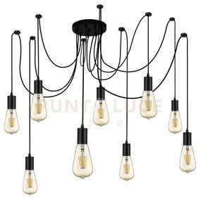 Squiggle 9lt pendant - metallo nero e cavi