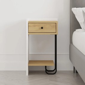 Comodino in rovere bianco/naturale con mensole Mercure - Marckeric