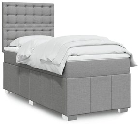 Giroletto A Molle Con Materasso Grigio Chiaro100x200 Cm Tessuto /