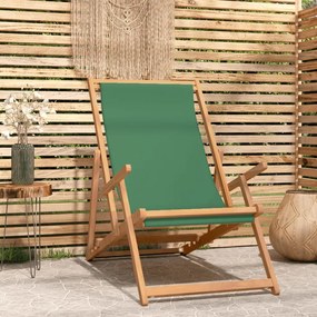 Sdraio Pieghevole Da Spiaggia İn Legno Massello Di Teak Verde /