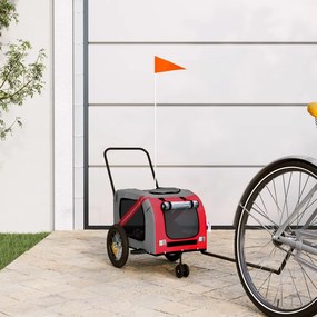 Rimorchio Da Bici Per Animali Rosso E Nero Oxford E Ferro /
