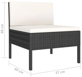 Set Divani da Giardino 10 pz con Cuscini in Polyrattan Nero