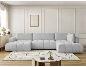 Divano angolare grigio chiaro allungabile e con contenitore (penisola a destra/a U) Fuji – Bobochic Paris