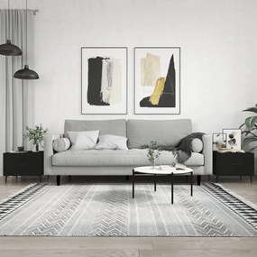 Tavolini Da Salotto 2 Pz Neri 50x50x40 Cm İn Legno Multistrato /