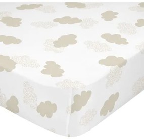 Lenzuolo con angoli HappyFriday BASIC KIDS Beige 60 x 120 x 14 cm Nuvole