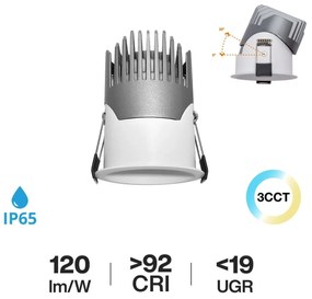 Faro LED da Incasso 15W Foro Ø75mm IP65 CCT UGR19 con driver Philips Colore Bianco Variabile CCT
