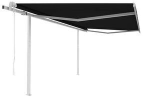 Tenda Da Sole Retrattile Automatica E Pali 4,5x3,5 M Antracite /