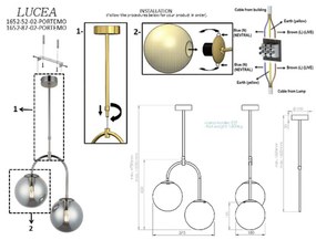 Lucea Lampada a sospensione Portemo, grigio fumo/nickel, Ø 37 cm, a 2 luci in vetro
