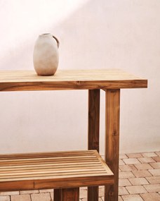 Kave Home - Tavolo alto Canadell 100% outdoor in legno massiccio di teak riciclato 140 x 70 cm