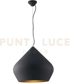 Lampadario a sospensione tholos nera e oro 1 luce attacco e27 52x20...