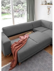 Divano angolare grigio allungabile e con contenitore (penisola a destra/a L) Classy Sophie – Miuform
