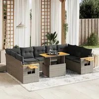 Set Divano da Giardino 10 pz con Cuscini Grigio in Polyrattan 3273664