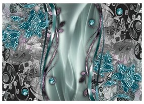 Fotomurale adesivo Floral Curtain (Turquoise)