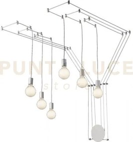 Plafoniera habitat bianca 6 luci attacco e27 500cm regolabile con d...