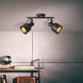 Faretto decorativo senza fonte luminosa 2 luci Rolet nero in metallo E14 BRILLIANT