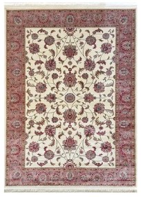 Tappeto classico 100% viscosa Oriental con frange rosa 528