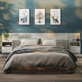 Comodini A Muro 2 Pz Grigio Cemento /