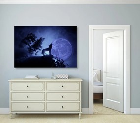 Quadro su tela – Lupo alla luna piena
