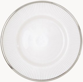 Piatto da colazione in vetro con bordo argentato Ida