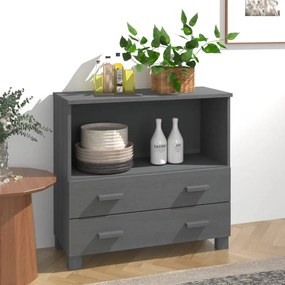 Credenza Hamar Grigio Scuro 85x35x80 Cm Legno Massello Di Pino /