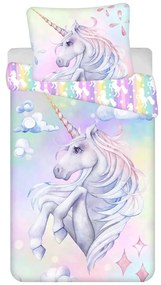 Biancheria da letto per bambini in cotone per letto singolo 140x200 cm Unicorn "Pastel Rainbow" - Jerry Fabrics