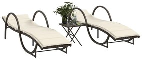 Lettini Prendisole 2 Pz Con Tavolino Marrone İn Polyrattan /