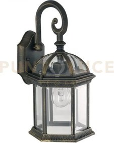Applique gaeta nero e oro 1 luce attacco e27 ip44 20x39cm alluminio...