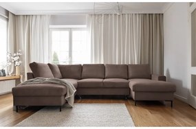 Divano letto in velluto a coste marrone (angolo sinistro) Lofty Lilly - Miuform